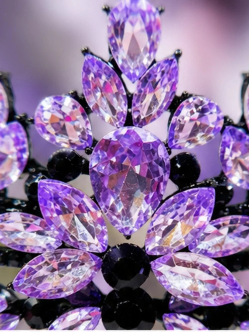 black purple tiara, Princess tiara, Halloween costume crown, Flower Girl tiara